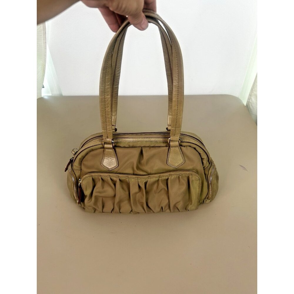 MZ Wallace Bedford Nylon Leather Beige Tan Alice Shoulder Bag - Picture 5 of 16
